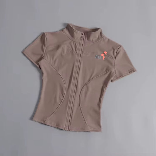 Mushroom Athletic Fitted Zip Top