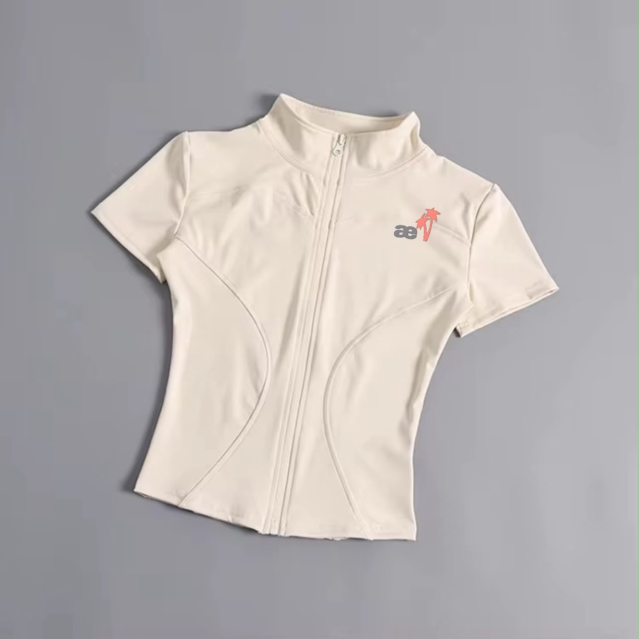Ivory Athletic Fitted Zip Top