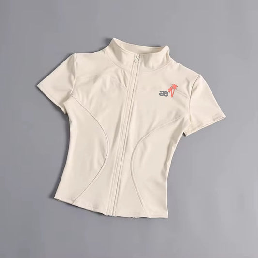 Ivory Athletic Fitted Zip Top